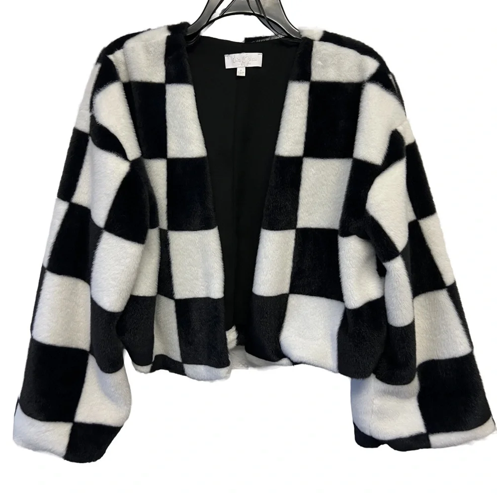 Dillard's Love & Piece Faux Fur Open-Front Sweater - Picture 2 of 5